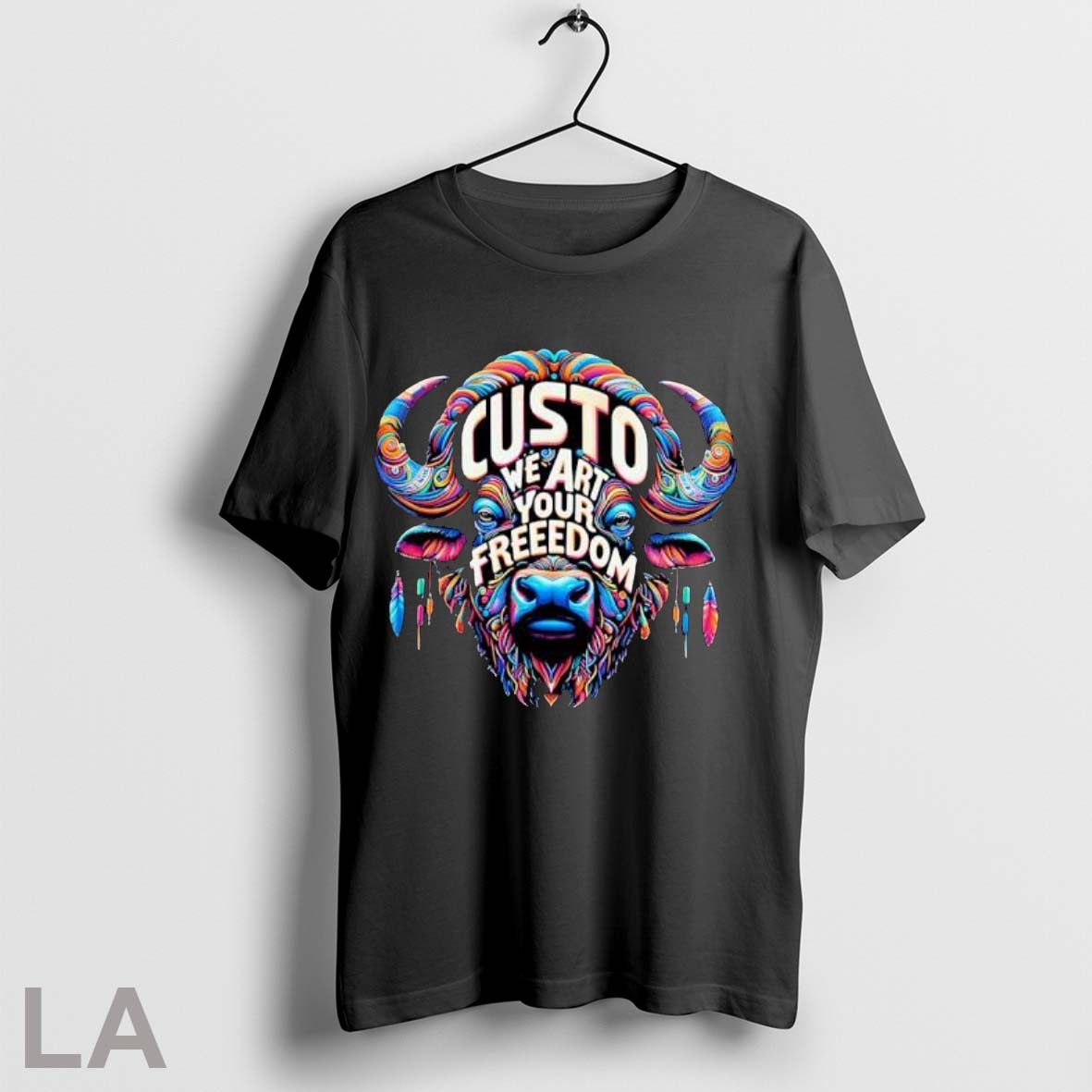 Original Custo We Art Your Freedom Colorful Buffalo - Adult & Kids T-Shirts, Sweatshirts & Hoodies apparel design preview 1
