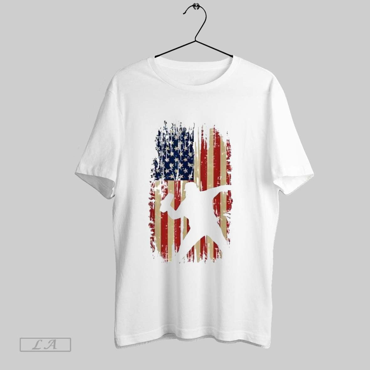 Original Distressed American Flag Baseball Pitcher - Adult & Kids T-Shirts, Sweatshirts & Hoodies apparel design preview 1