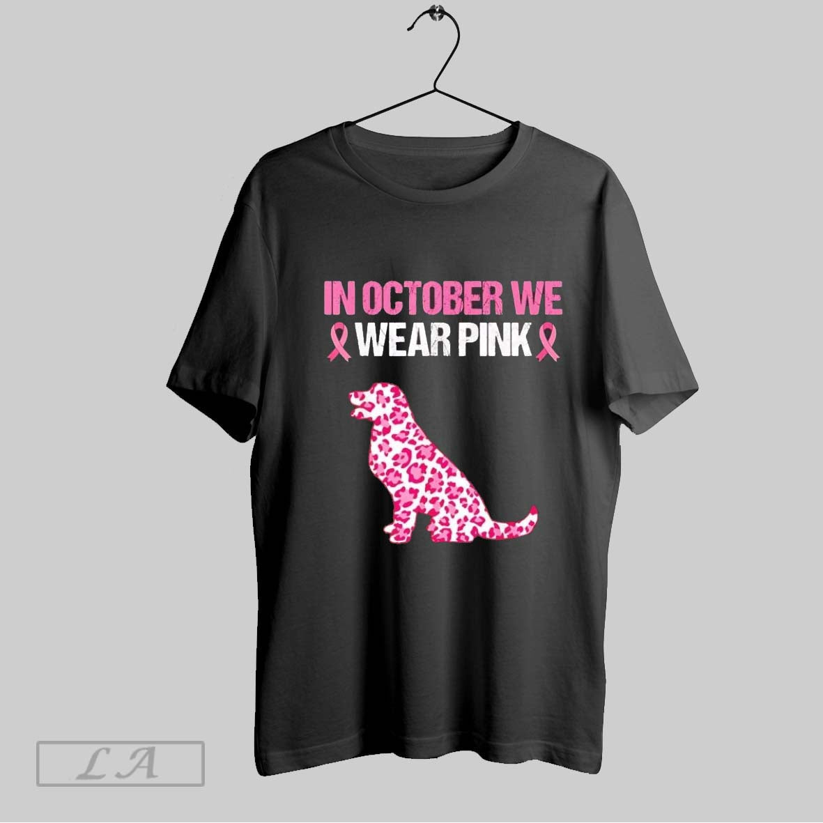 Original Dog In October We Wear Pink Breast Cancer - Adult & Kids T-Shirts, Sweatshirts & Hoodies apparel design preview 1