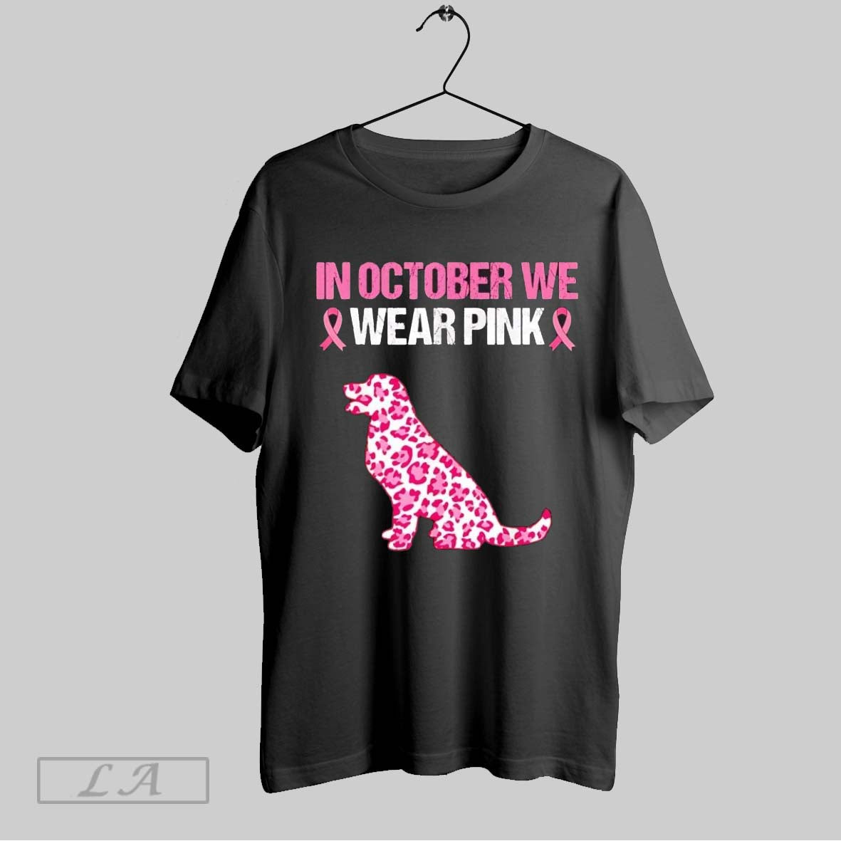 Original Dog In October We Wear Pink Breast Cancer - Adult & Kids T-Shirts, Sweatshirts & Hoodies apparel design preview 1