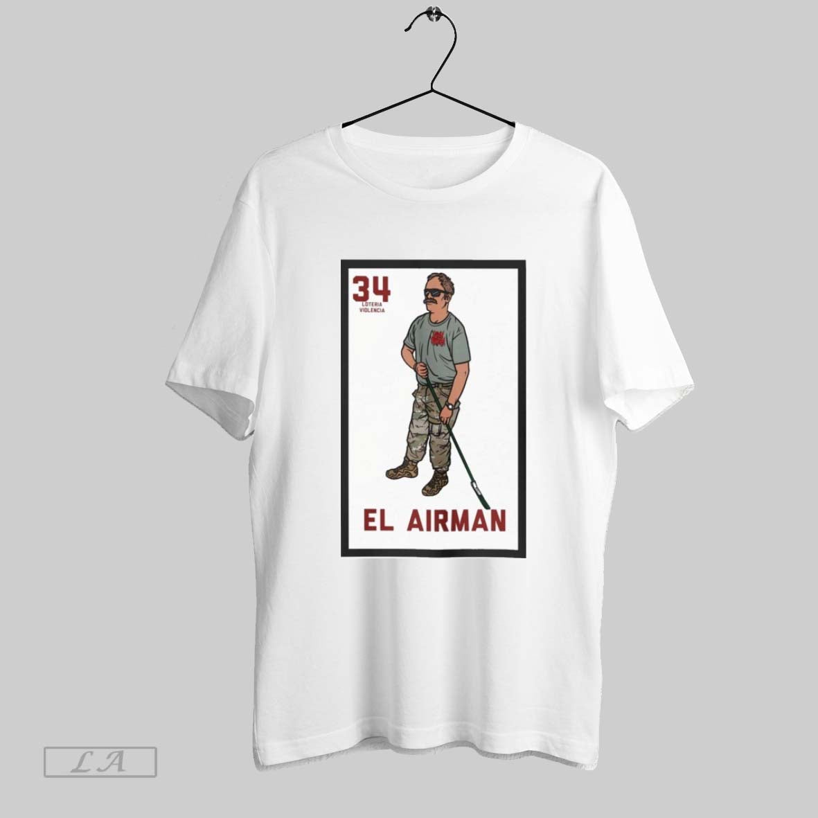 Original El Airman 34 Loteria Violencia - Adult & Kids T-Shirts, Sweatshirts & Hoodies apparel design preview 1