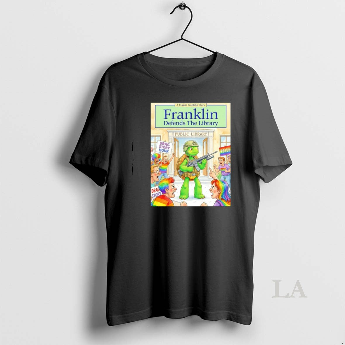 Original Franklin Defends The Library - Adult & Kids T-Shirts, Sweatshirts & Hoodies apparel design preview 1