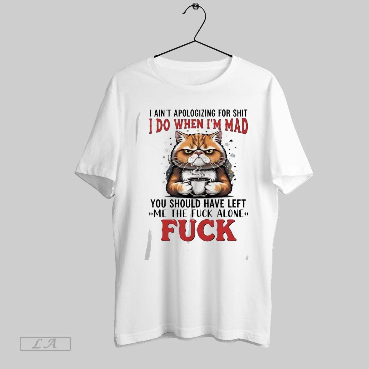 Original Gj3uxamb Cat Drinking Coffee I Aint - Adult & Kids T-Shirts, Sweatshirts & Hoodies apparel design preview 1