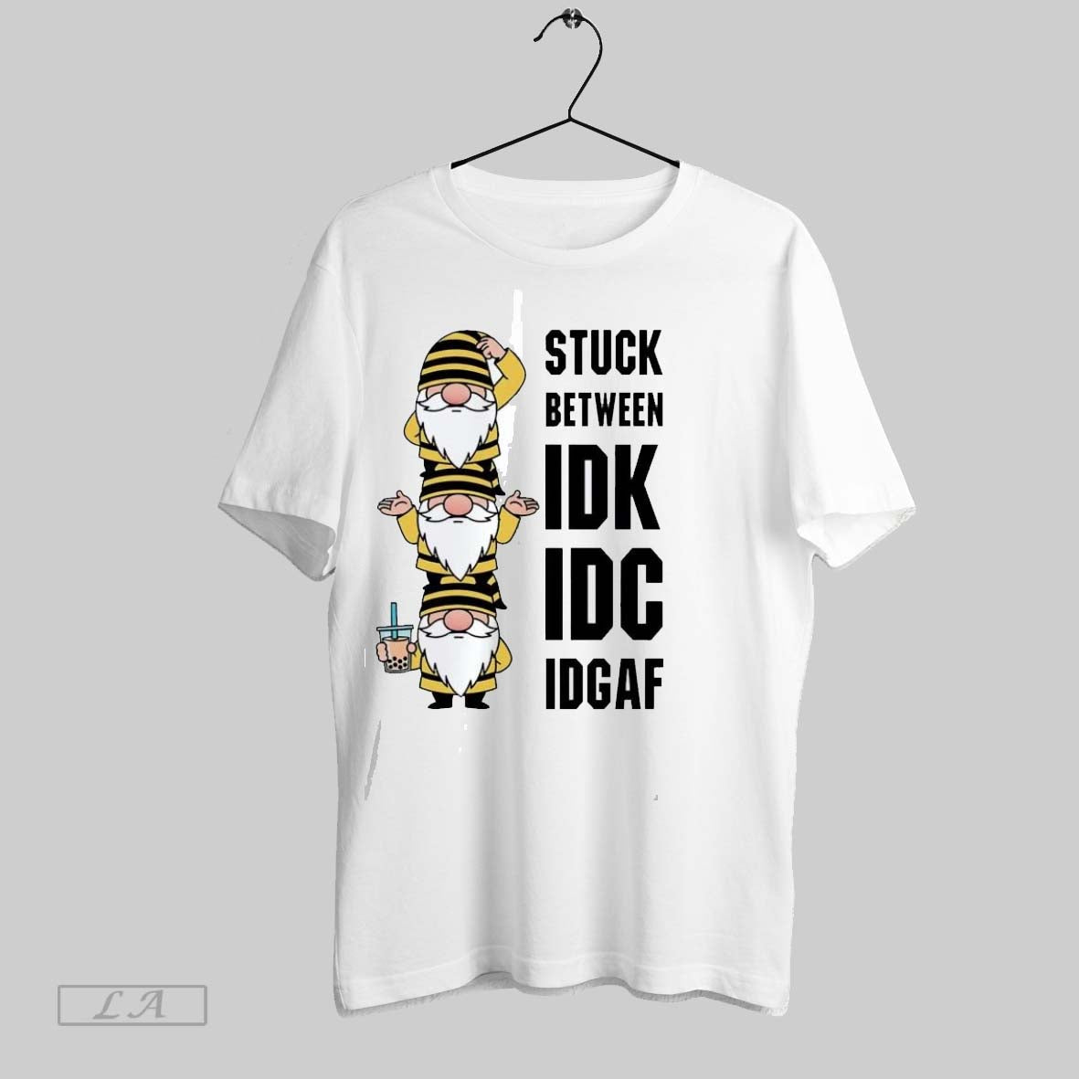 Original Gnome Stuck Between Idk Idc Idgaf - Adult & Kids T-Shirts, Sweatshirts & Hoodies apparel design preview 1
