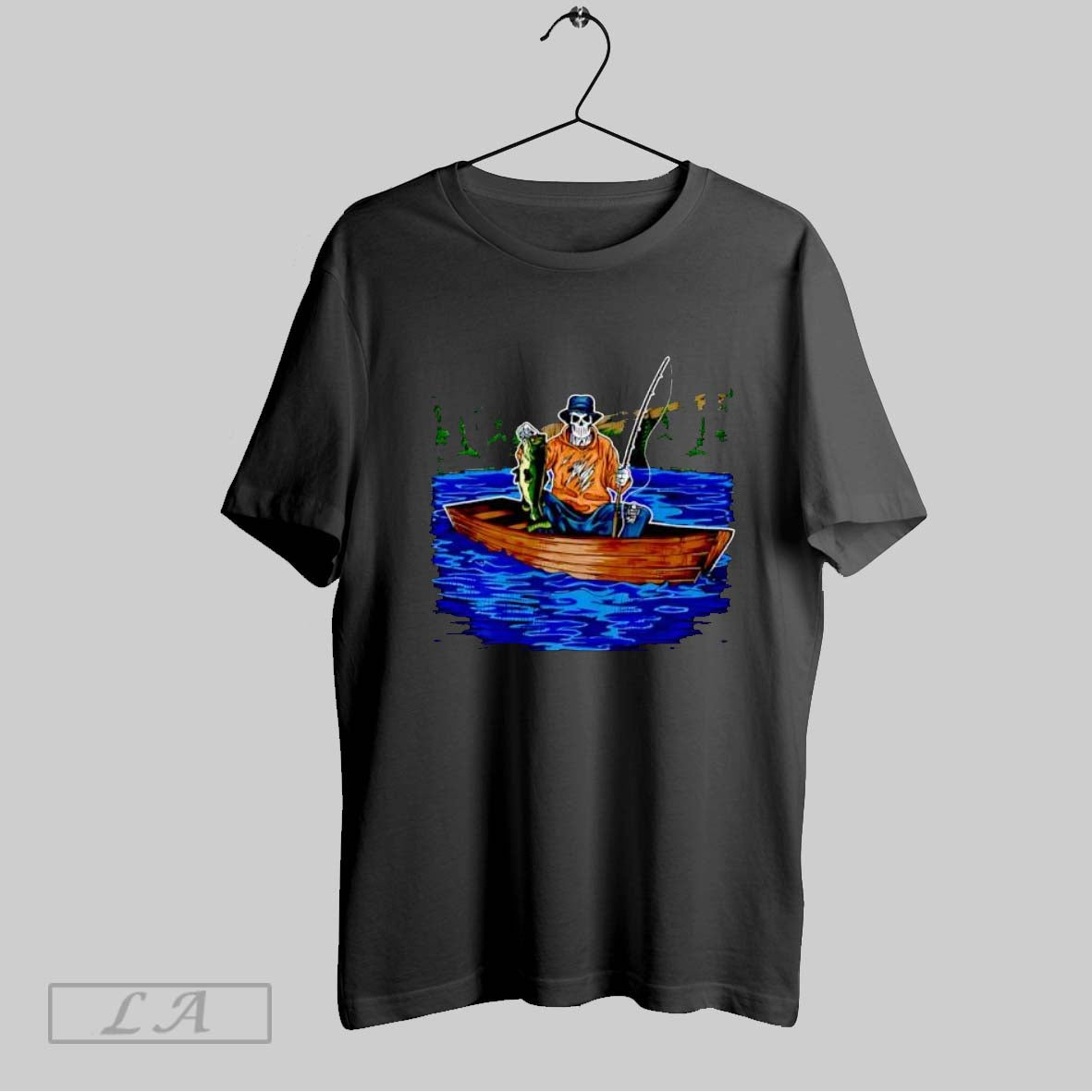Original Gone Fishin Skeleton - Adult & Kids T-Shirts, Sweatshirts & Hoodies apparel design preview 1
