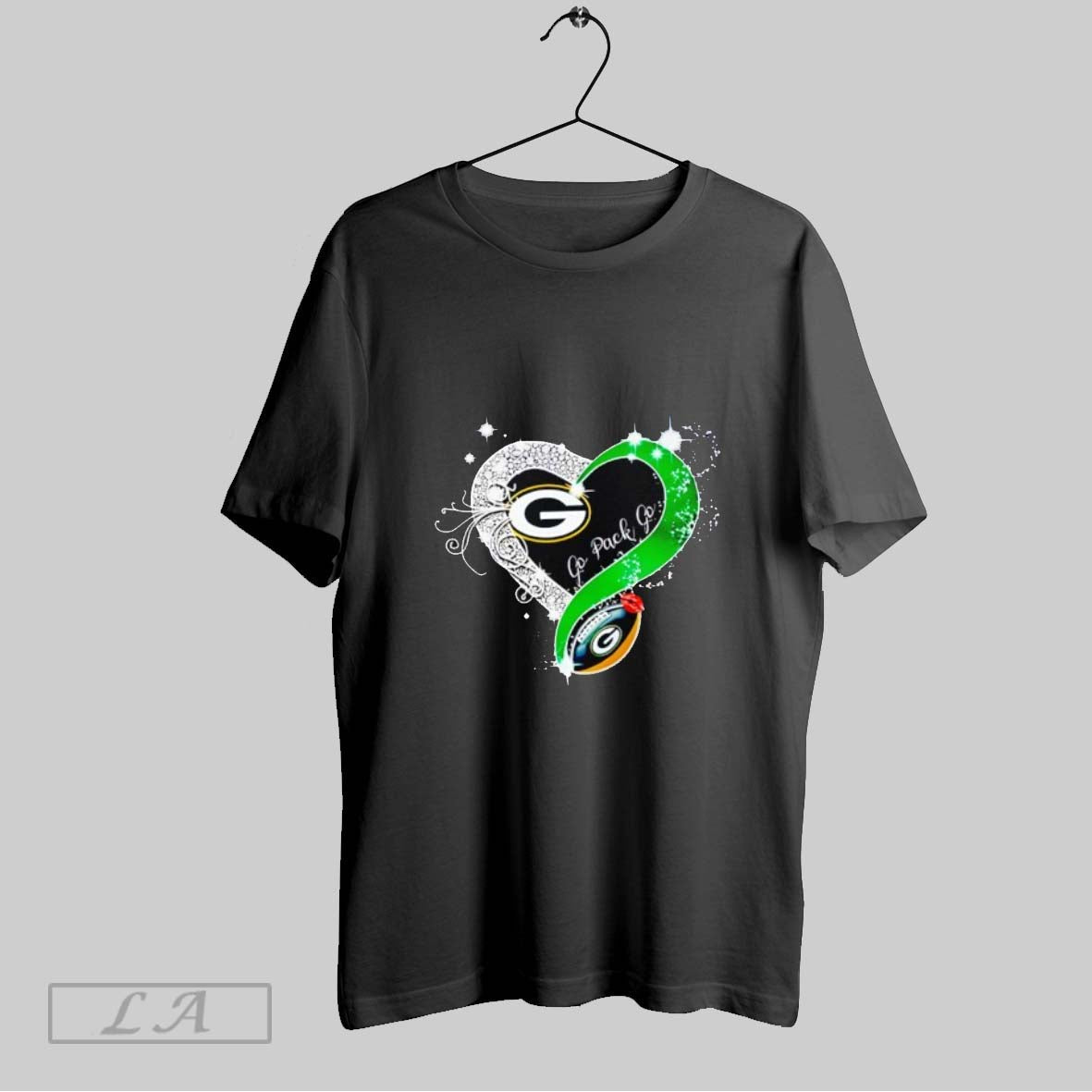 Original Green Bay Packers Go Pack Diamond Heart 2025 - Adult & Kids T-Shirts, Sweatshirts & Hoodies apparel design preview 1