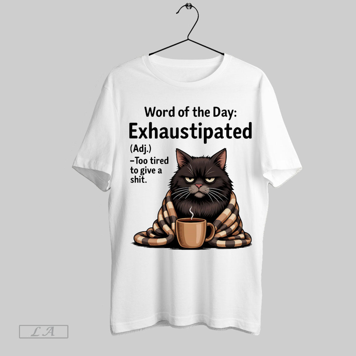 Original Grumpy Cat Word Of The Day Exhaustipated - Adult & Kids T-Shirts, Sweatshirts & Hoodies apparel design preview 1