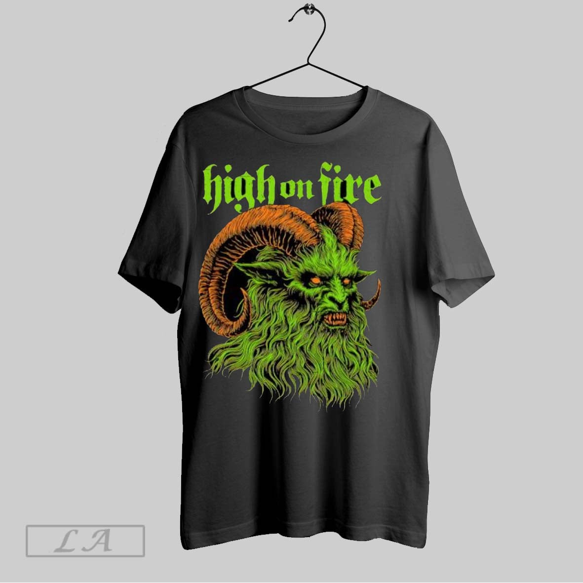 Original High On Fire Demonic Green Ram Monster Head - Adult & Kids T-Shirts, Sweatshirts & Hoodies apparel design preview 1