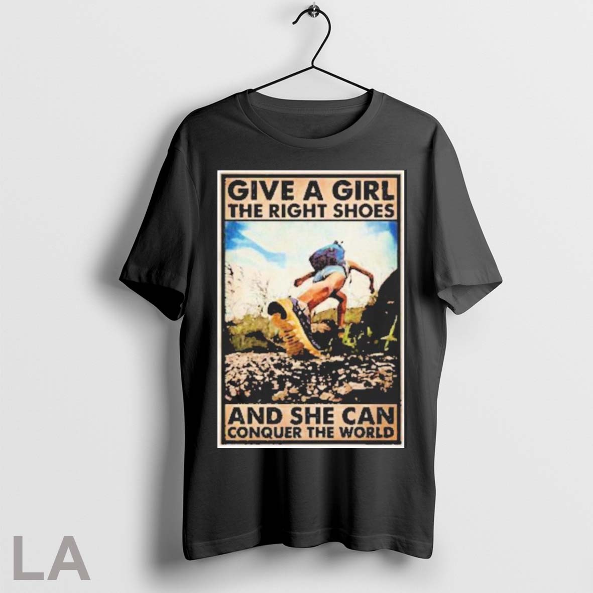 Original Hiking Give A Girl The Right Shoes And She - Adult & Kids T-Shirts, Sweatshirts & Hoodies apparel design preview 1