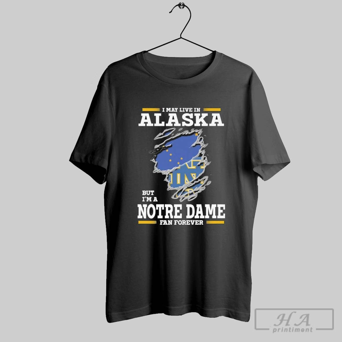 Original I May Live In Alaska But Im A Notre Dame - Adult & Kids T-Shirts, Sweatshirts & Hoodies apparel design preview 1