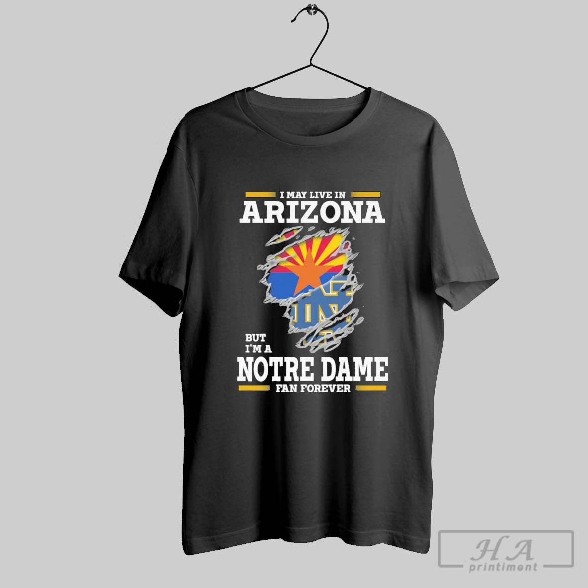 Original I May Live In Arizona But Im A Notre Dame - Adult & Kids T-Shirts, Sweatshirts & Hoodies apparel design preview 1
