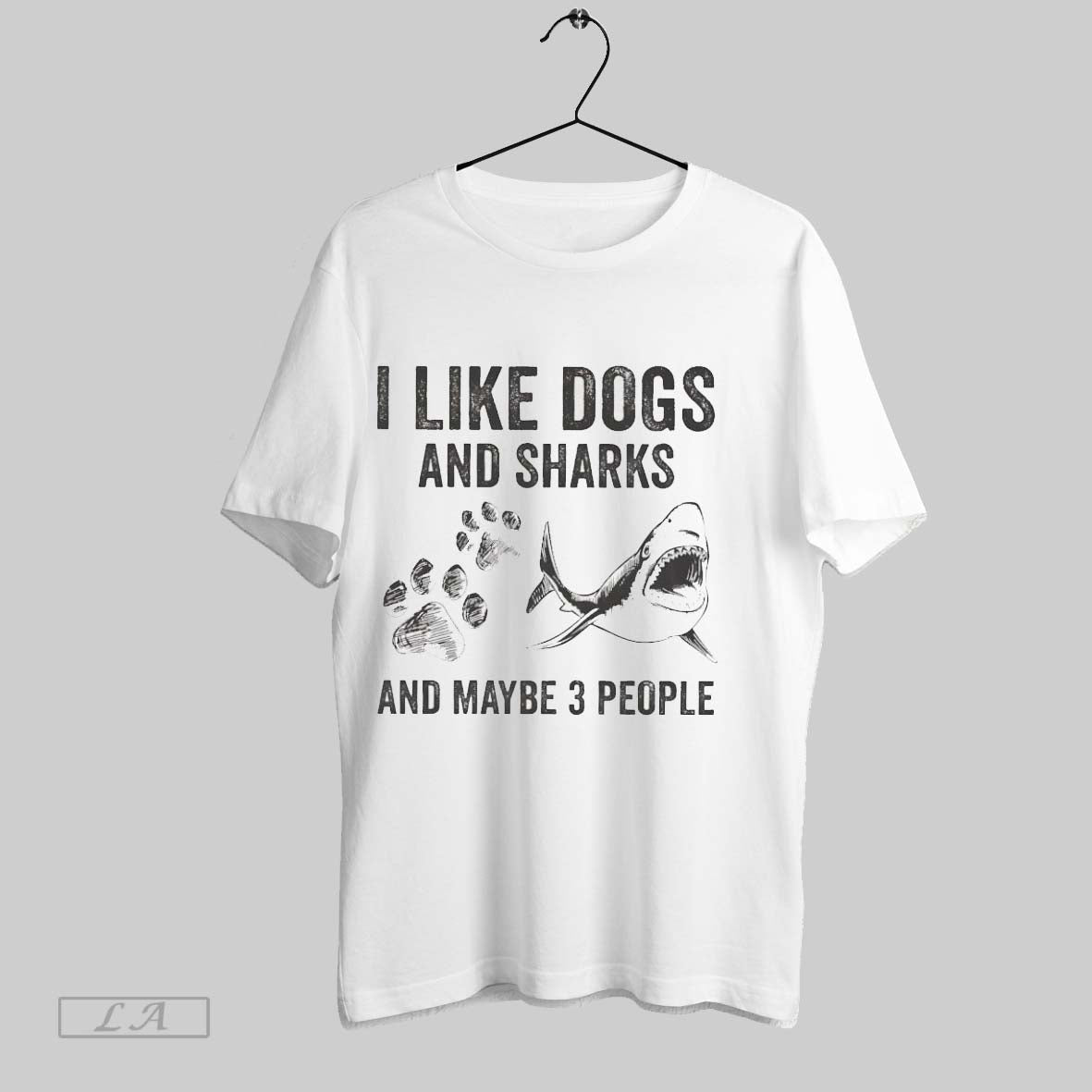 Original I Like Dogs And Sharks Maybe 3 People Ladies - Adult & Kids T-Shirts, Sweatshirts & Hoodies apparel design preview 1
