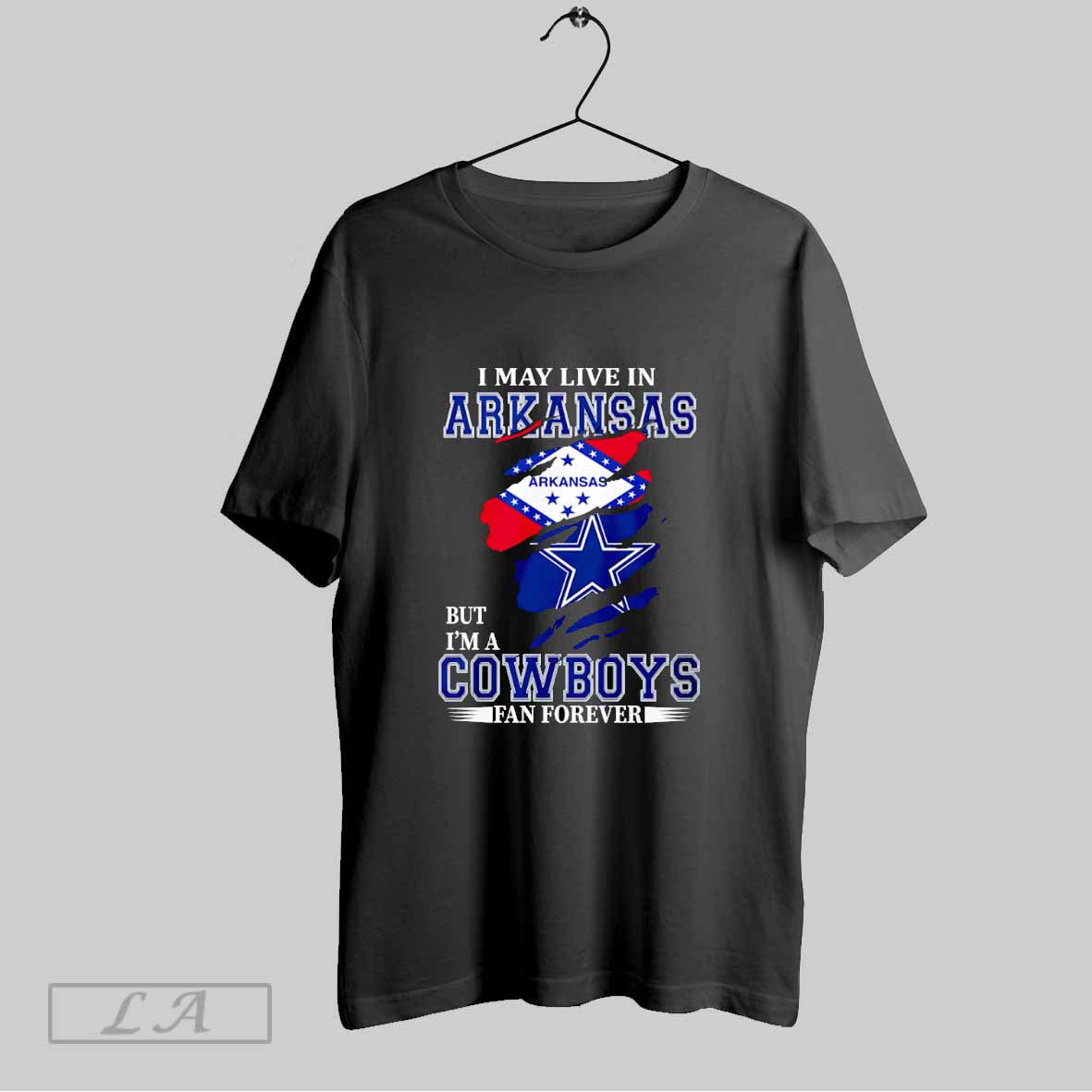 Original I May Live In Arkansas But Im A Cowboys Fan - Adult & Kids T-Shirts, Sweatshirts & Hoodies apparel design preview 1