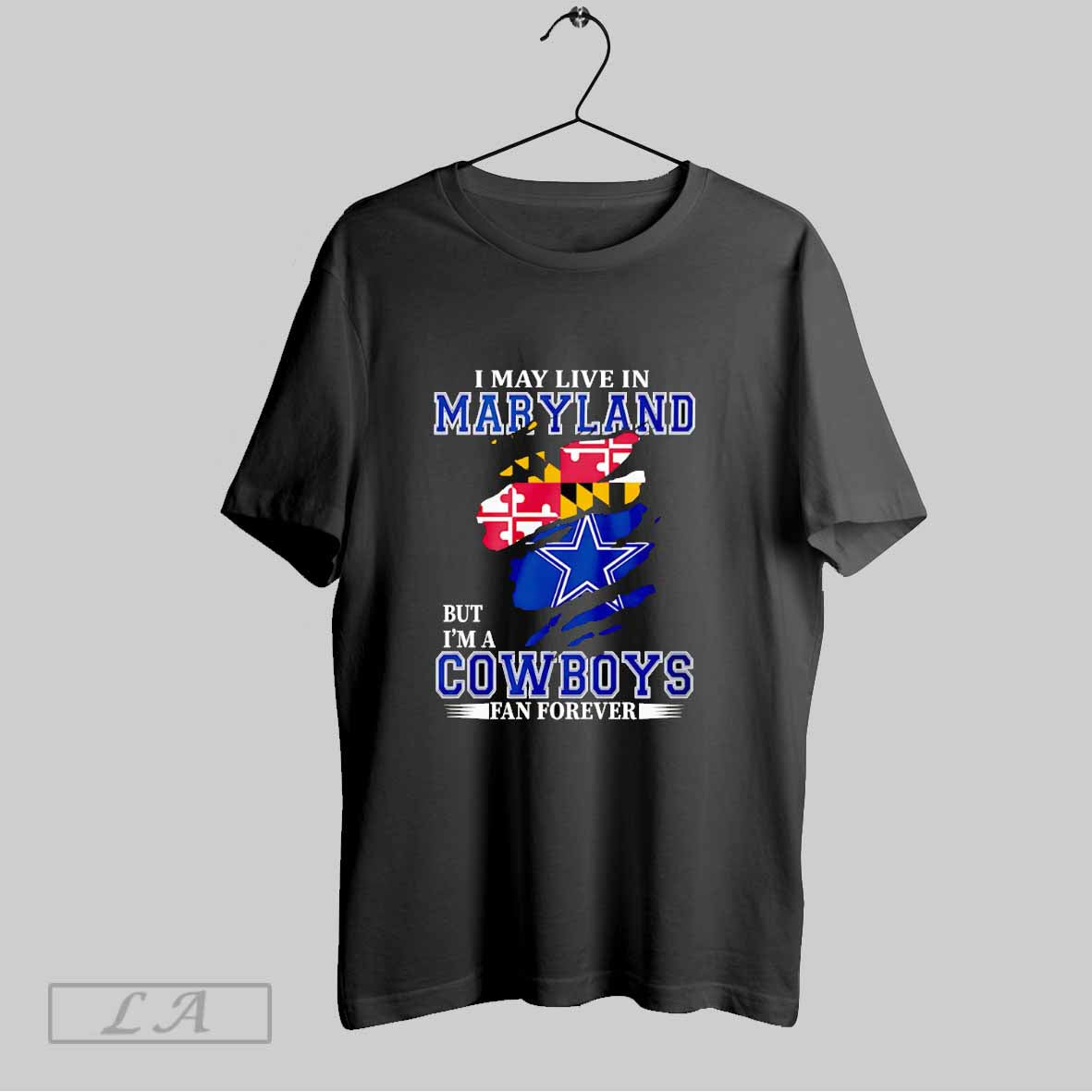 Original I May Live In Maryland But Im A Cowboys Fan - Adult & Kids T-Shirts, Sweatshirts & Hoodies apparel design preview 1