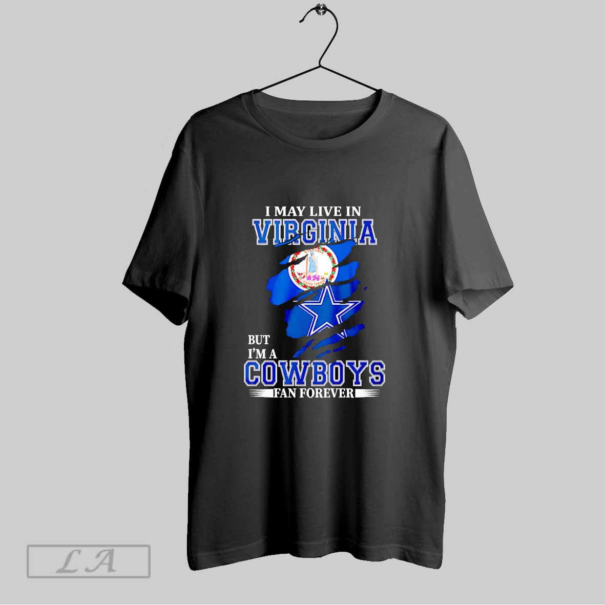 Original I May Live In Virginia But Im A Cowboys Fan - Adult & Kids T-Shirts, Sweatshirts & Hoodies apparel design preview 1