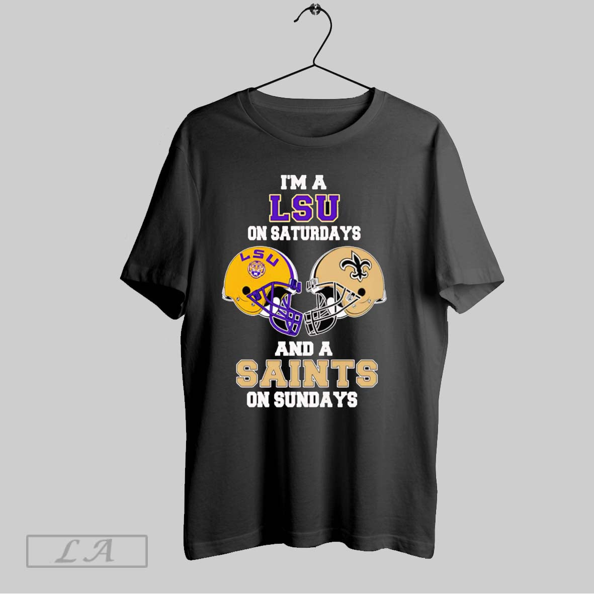 Original Im A Lsu On Saturdays And Saints Sundays - Adult & Kids T-Shirts, Sweatshirts & Hoodies apparel design preview 1
