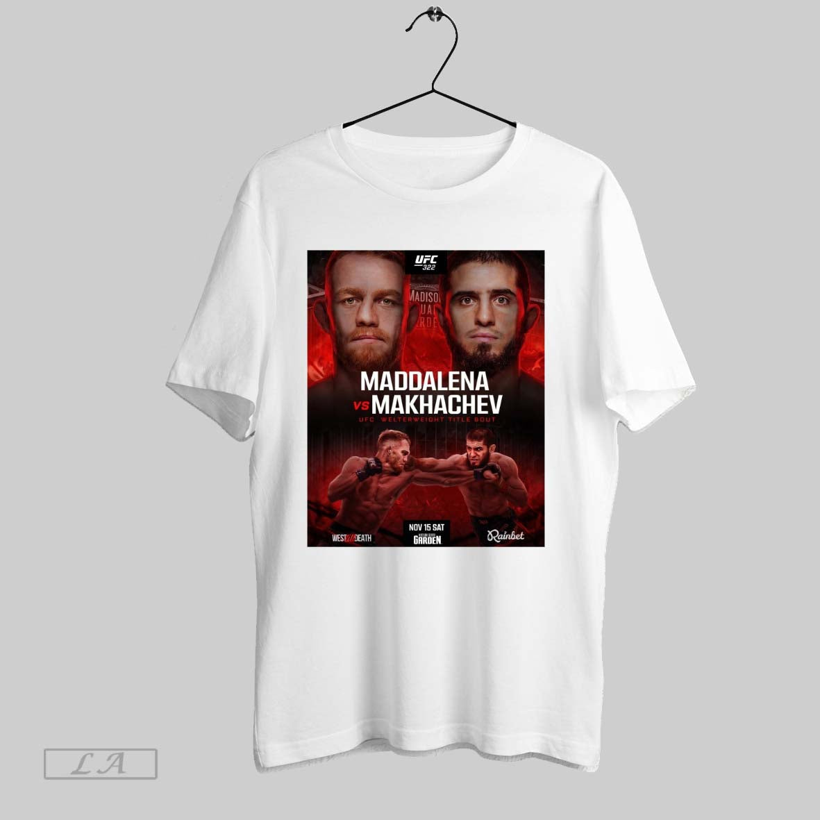 Original Jack Della Maddalena Vs Islam Makhachev Ufc - Adult & Kids T-Shirts, Sweatshirts & Hoodies apparel design preview 1