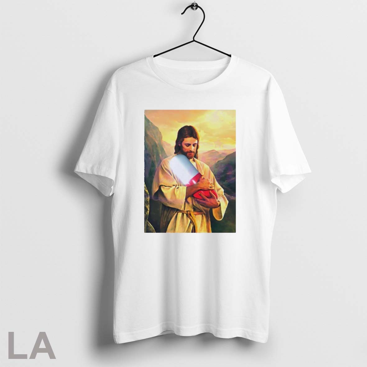 Original Jesus Embracing Giant Pill Vintage Christian - Adult & Kids T-Shirts, Sweatshirts & Hoodies apparel design preview 1