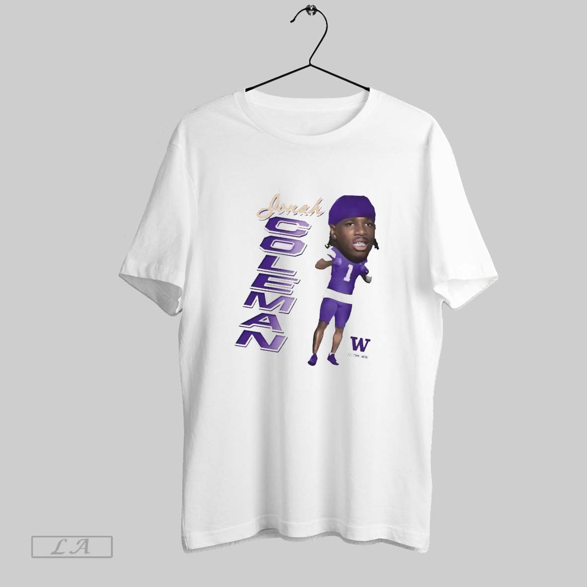 Original Jonah Coleman Big Head Washington Huskies - Adult & Kids T-Shirts, Sweatshirts & Hoodies apparel design preview 1