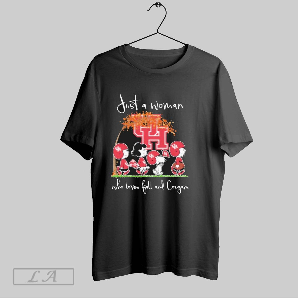 Original Just A Woman Who Loves Fall And Houston - Adult & Kids T-Shirts, Sweatshirts & Hoodies apparel design preview 1