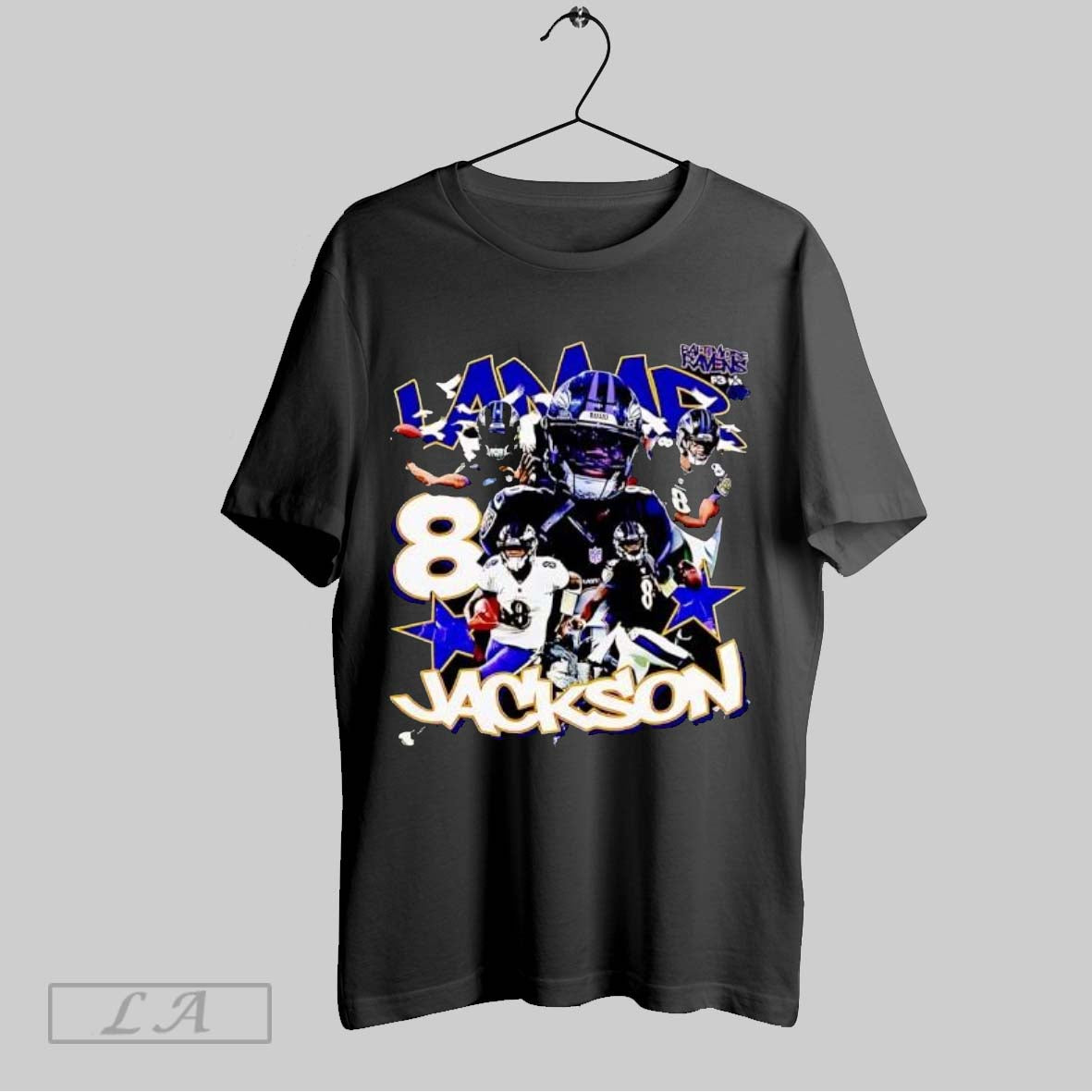 Original Lamar Jackson 8 Baltimore Ravens Qb Collage - Adult & Kids T-Shirts, Sweatshirts & Hoodies apparel design preview 1
