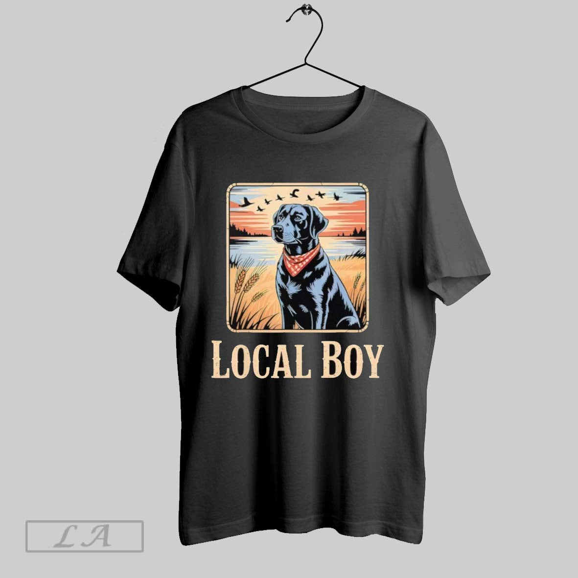 Original Local Boy Black Lab Hunting Dog - Adult & Kids T-Shirts, Sweatshirts & Hoodies apparel design preview 1