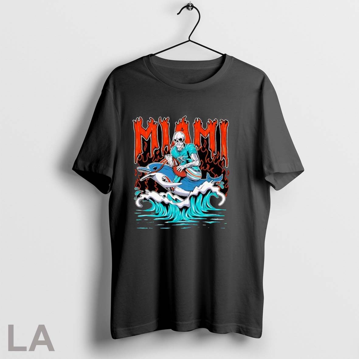 Original Miami Dolphins Skeleton Football Player - Adult & Kids T-Shirts, Sweatshirts & Hoodies apparel design preview 1