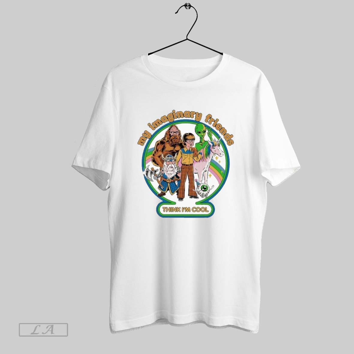 Original My Imaginary Friends Think Im Cool Bigfoot - Adult & Kids T-Shirts, Sweatshirts & Hoodies apparel design preview 1