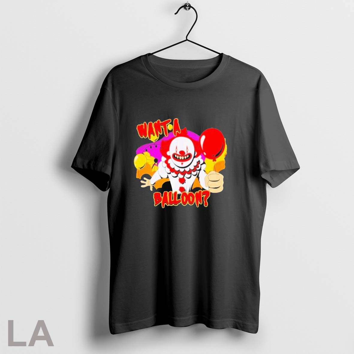 Original Creepy It Clown Want A Balloon - Adult & Kids T-Shirts, Sweatshirts & Hoodies apparel design preview 1