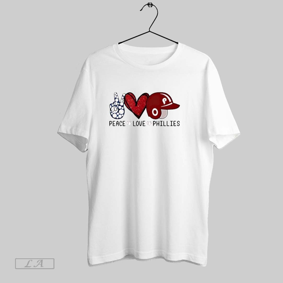 Original Peace Love Phillies Glitter Red Heart - Adult & Kids T-Shirts, Sweatshirts & Hoodies apparel design preview 1