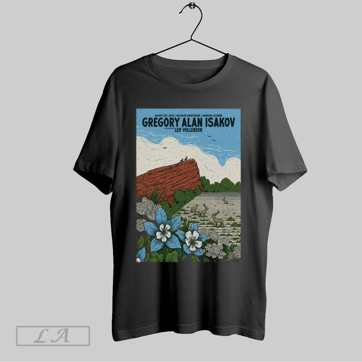 Original Poster Gregory Alan Isakov Red Rocks - Adult & Kids T-Shirts, Sweatshirts & Hoodies apparel design preview 1