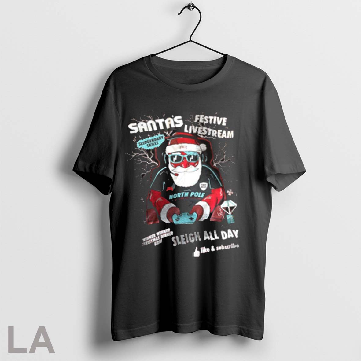 Original Santas Festive Livestream Sleigh All Day - Adult & Kids T-Shirts, Sweatshirts & Hoodies apparel design preview 1