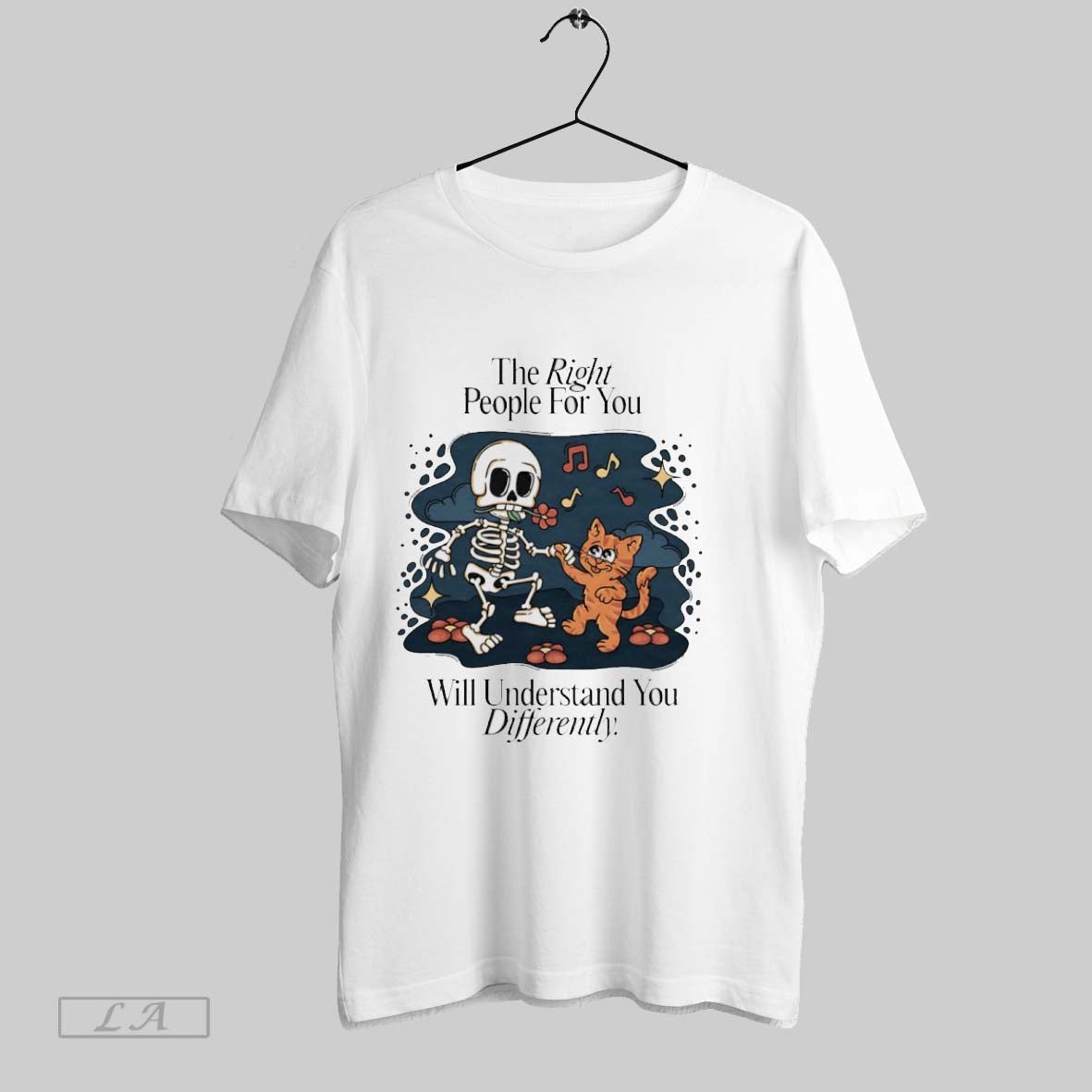 Original Skeleton And Cat The Right People For You - Adult & Kids T-Shirts, Sweatshirts & Hoodies apparel design preview 1