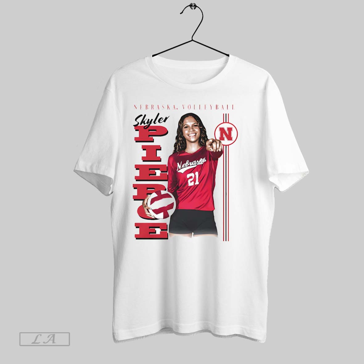 Original Skyler Pierce Nebraska Volleyball Retro - Adult & Kids T-Shirts, Sweatshirts & Hoodies apparel design preview 1