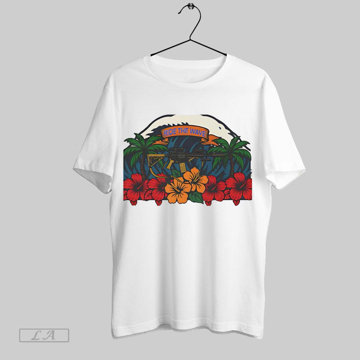 Original Tactical Rifle Ride The Wave White Poster - Adult & Kids T-Shirts, Sweatshirts & Hoodies apparel design preview 1