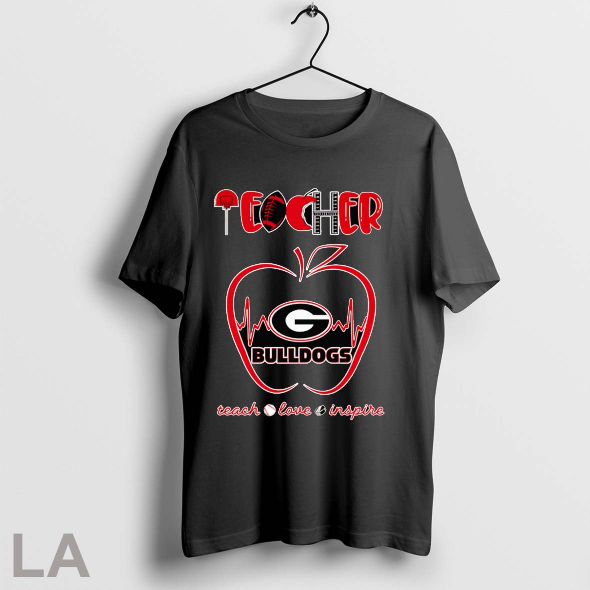 Original Teacher Teach Love Inspire Georgia Bulldogs - Adult & Kids T-Shirts, Sweatshirts & Hoodies apparel design preview 1