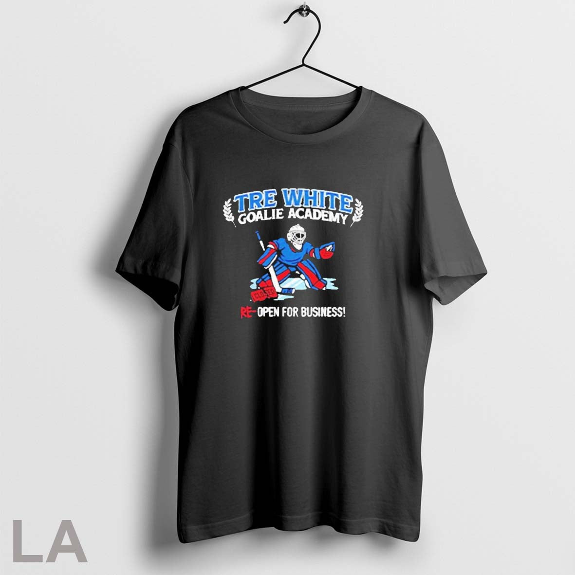 Original Tre White Goalie Academy Re Open For - Adult & Kids T-Shirts, Sweatshirts & Hoodies apparel design preview 1