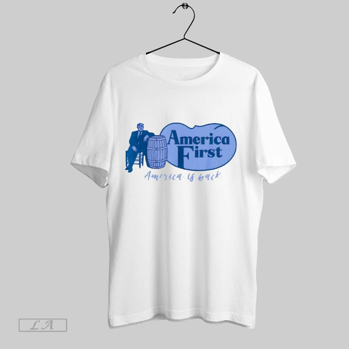 Original Trump America First Barrel Is Back - Adult & Kids T-Shirts, Sweatshirts & Hoodies apparel design preview 1