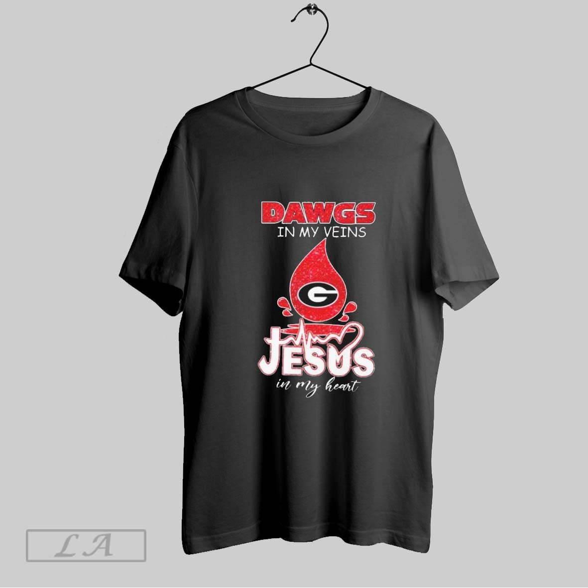 Original Uga Dawgs In My Veins Jesus Heart - Adult & Kids T-Shirts, Sweatshirts & Hoodies apparel design preview 1