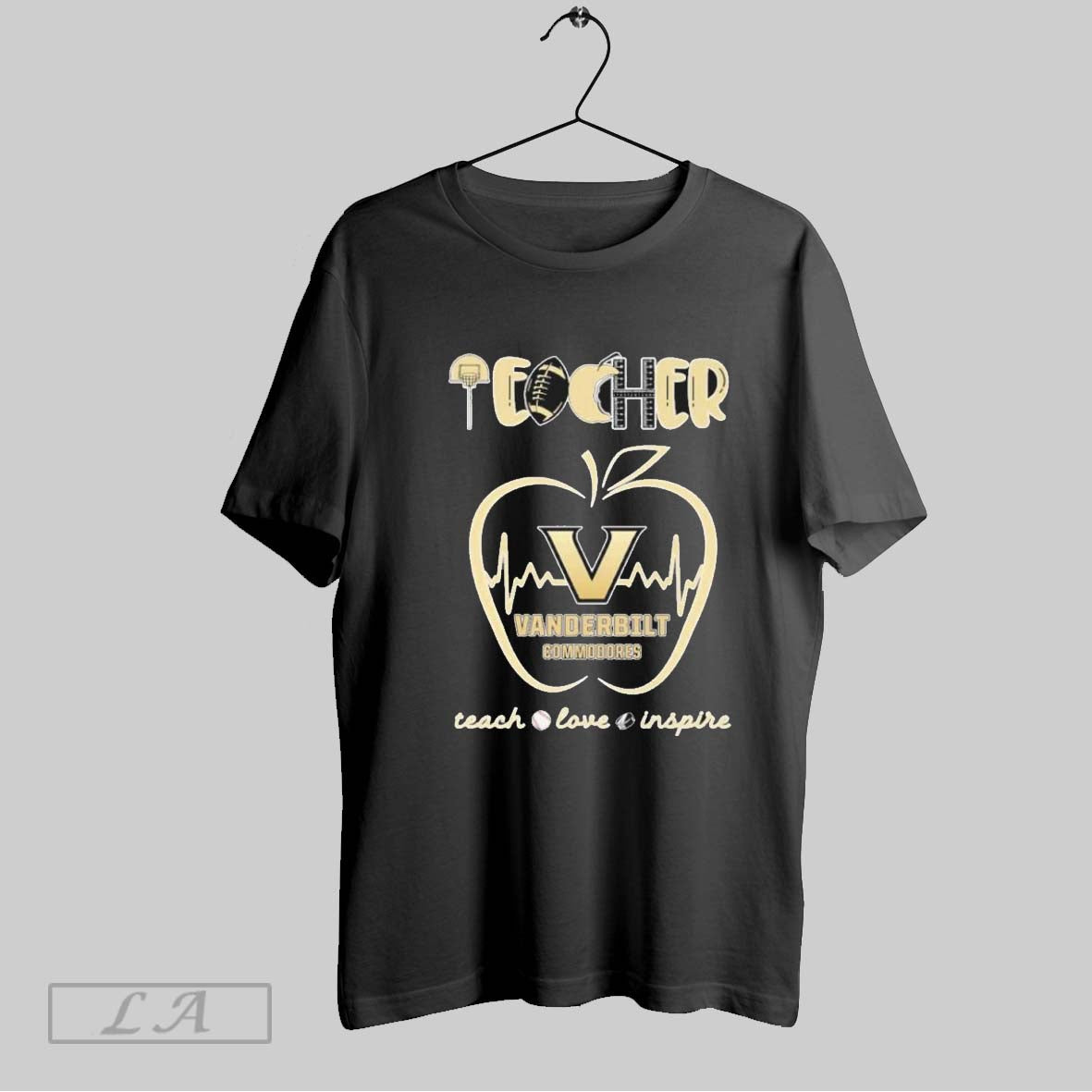 Original Vanderbilt Commodores Teacher Teach Love - Adult & Kids T-Shirts, Sweatshirts & Hoodies apparel design preview 1