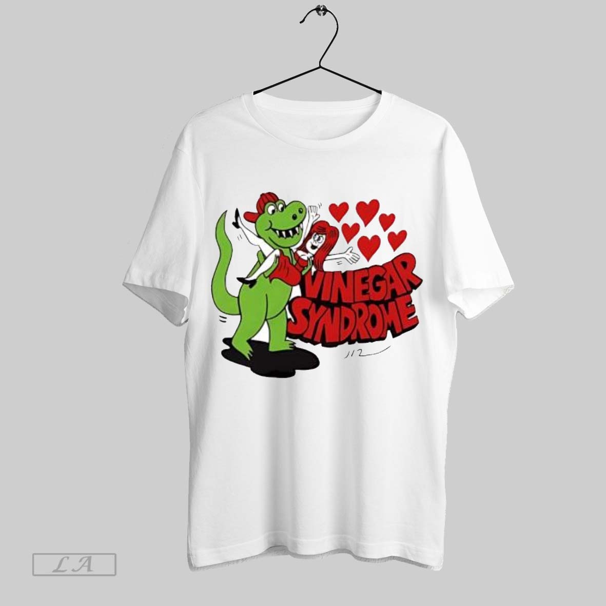 Original Vinegar Syndrome Dinosaur Holding Woman - Adult & Kids T-Shirts, Sweatshirts & Hoodies apparel design preview 1