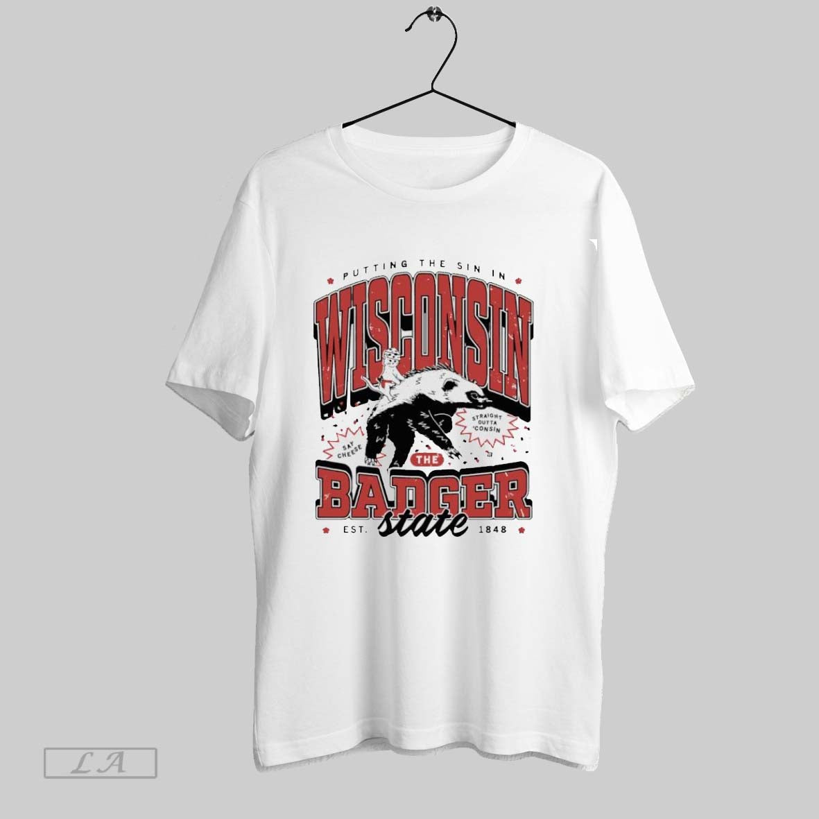 Original Wisconsin Max Badger State Est 1848 - Adult & Kids T-Shirts, Sweatshirts & Hoodies apparel design preview 1