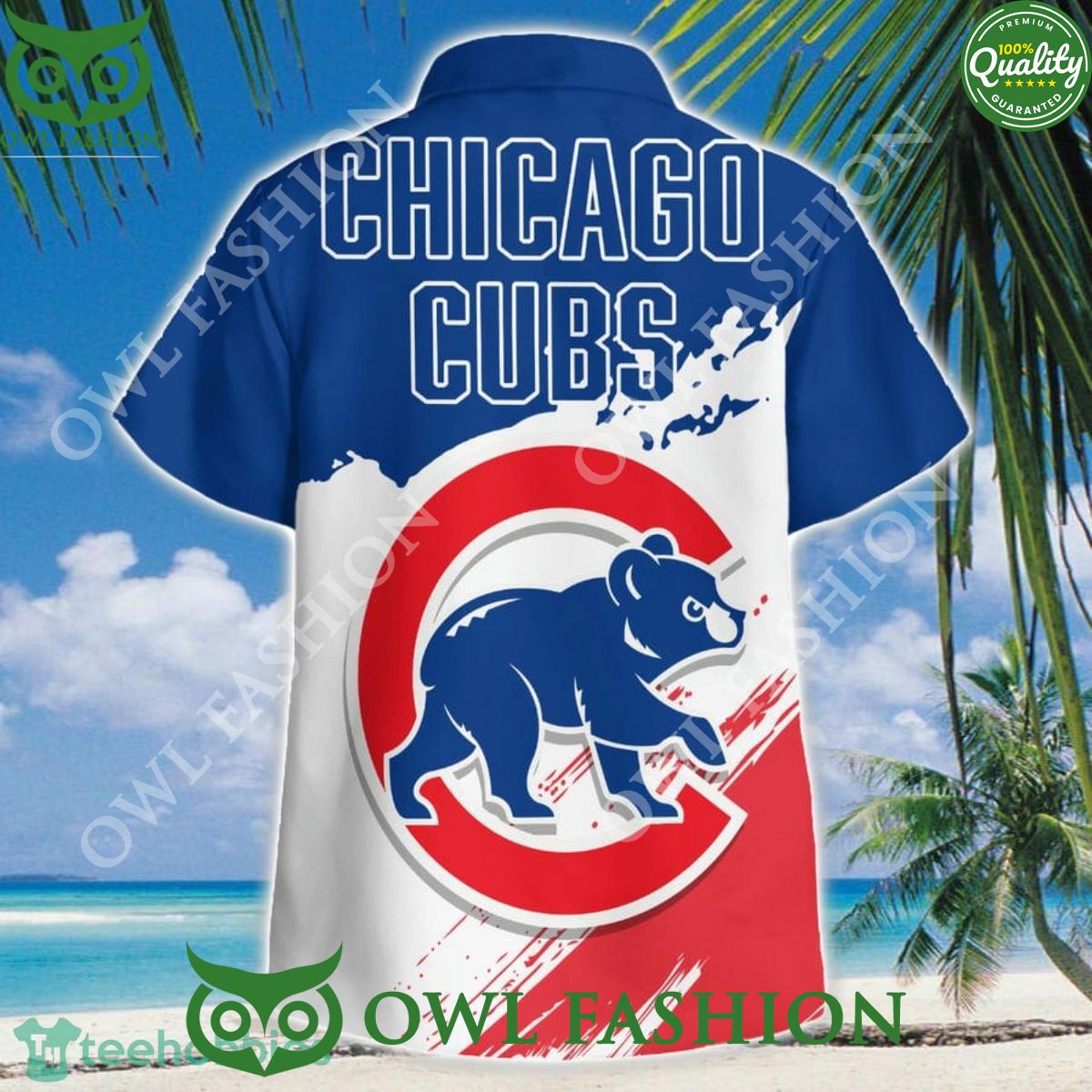 Cute Chicago Cubs Baseball 3D Hawaiian For Summer - Adult & Kids T-Shirts, Sweatshirts & Hoodies apparel design preview 1