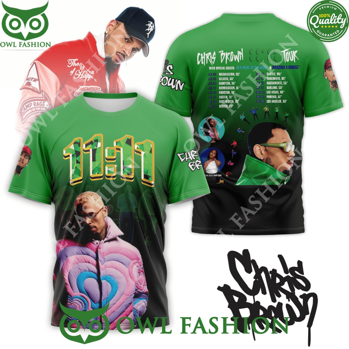 Chris Brown 11:11 Tour with Special Guest Ayra Stars - Adult & Kids T-Shirts, Sweatshirts & Hoodies apparel design preview 1