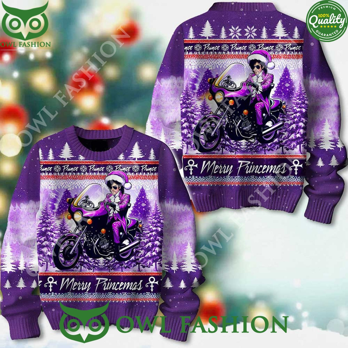 Prince Riding Motorbike Merry Princemas 3D Ugly - Adult & Kids T-Shirts, Sweatshirts & Hoodies apparel design preview 1