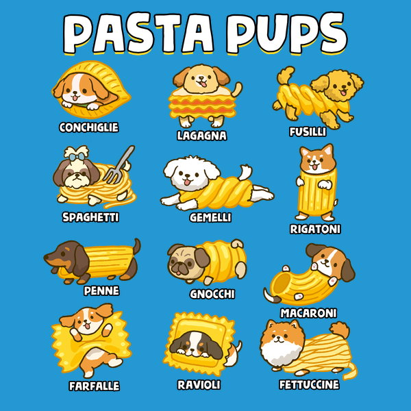 Pasta Pups - Adult & Kids T-Shirts, Sweatshirts & Hoodies apparel design preview 1