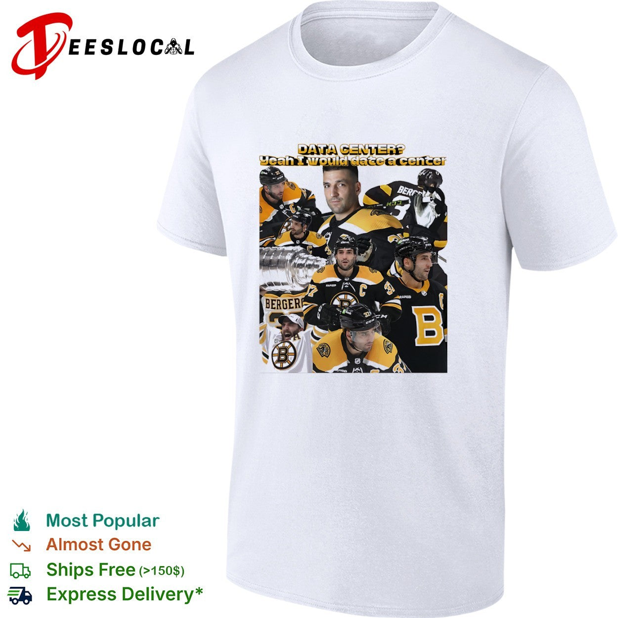 Patrice Bergeron Boston Bruins NHL Data Center Yeah I - Adult & Kids T-Shirts, Sweatshirts & Hoodies apparel design preview 1