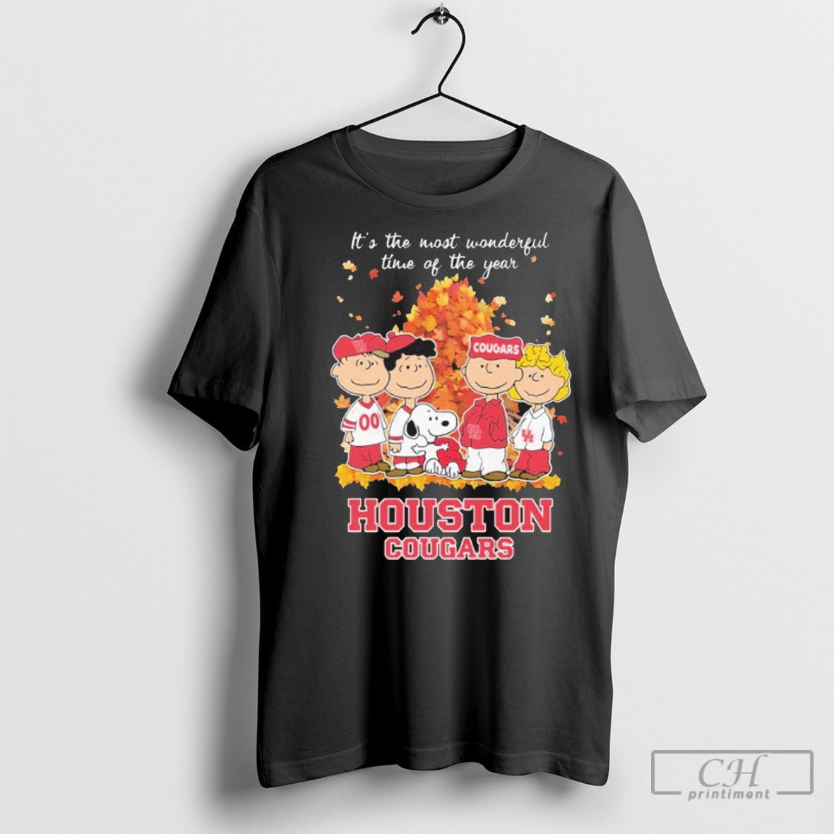 Peanuts Houston Cougars Its The Most Wonderful Time - Adult & Kids T-Shirts, Sweatshirts & Hoodies apparel design preview 1