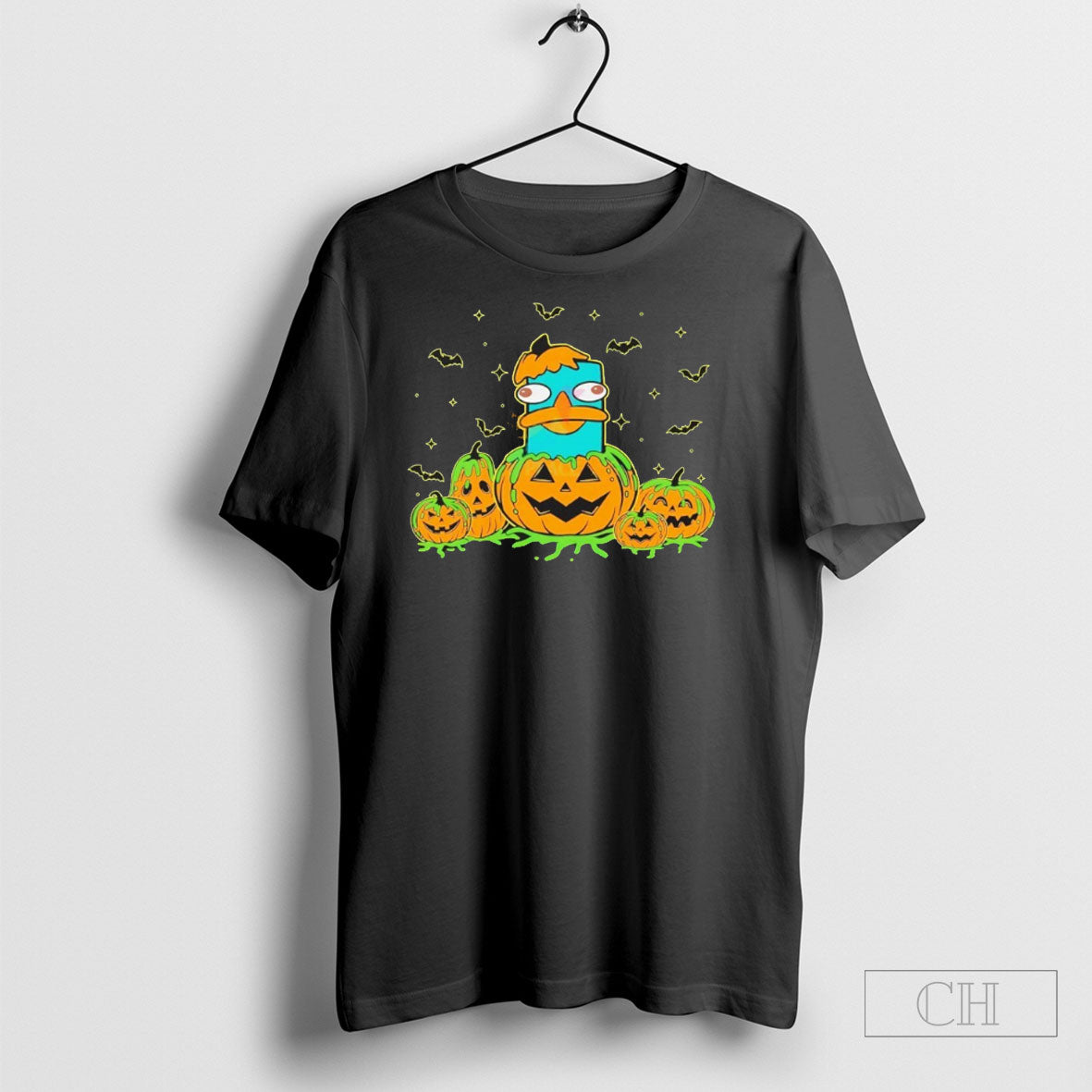 Perry The Platypus Halloween Pumpkin Jack O Lantern - Adult & Kids T-Shirts, Sweatshirts & Hoodies apparel design preview 1