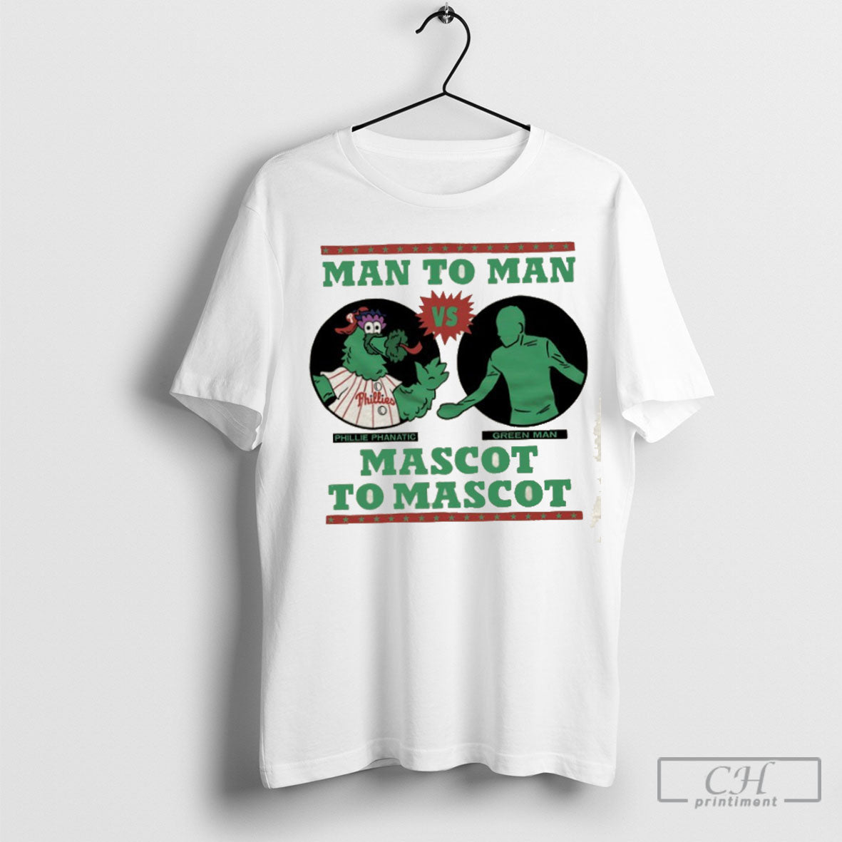 Phillie Phanatic Vs Green Man To Mascot Philadelphia - Adult & Kids T-Shirts, Sweatshirts & Hoodies apparel design preview 1